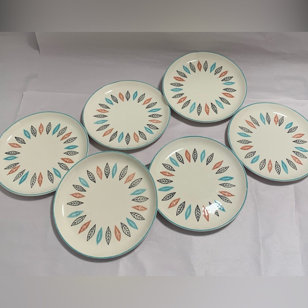 MCM Marcrest NORDIC MINT 6 1/4” Bread Butter Plates. Set of 6. VTG Rare